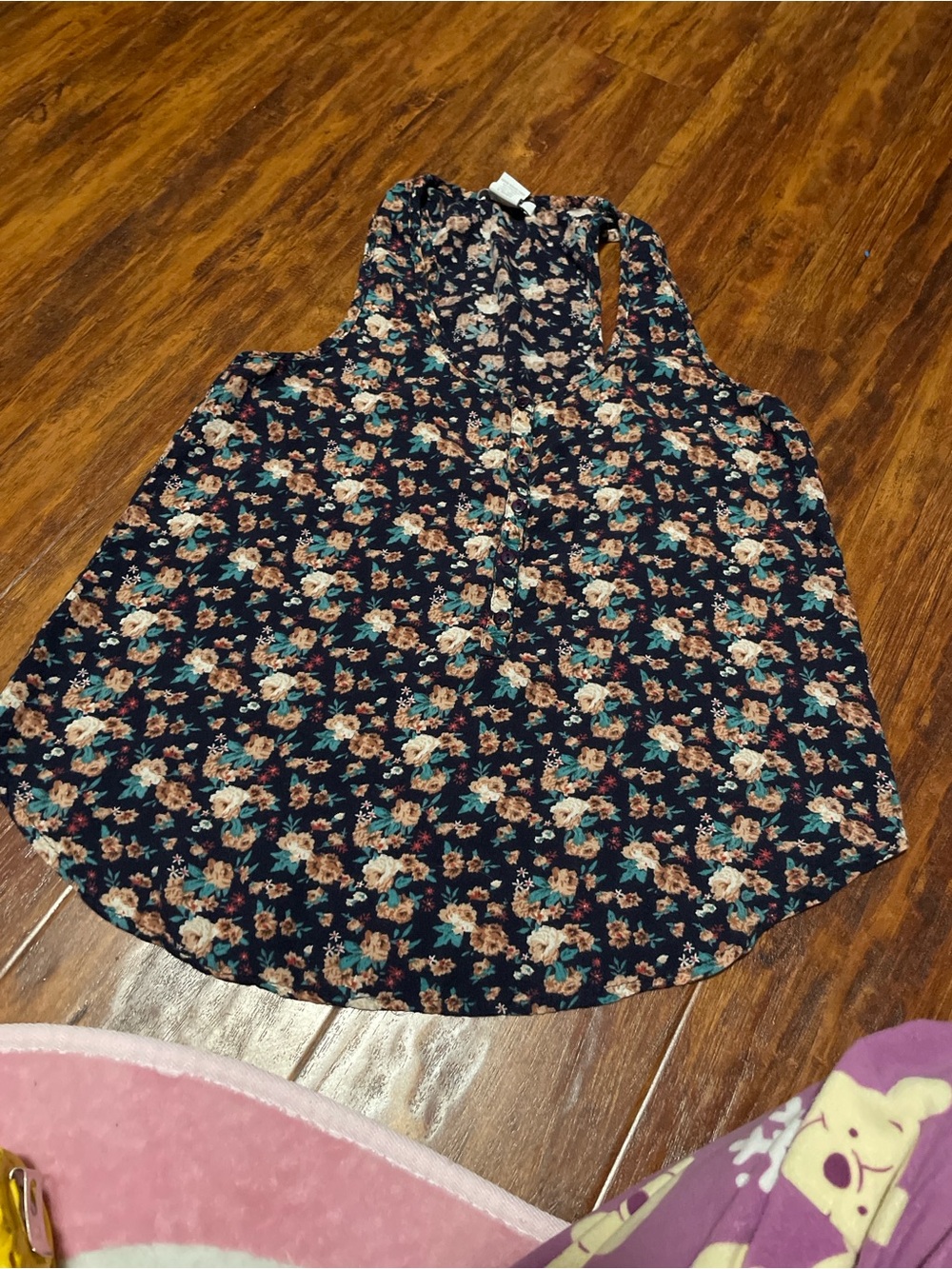 dELiA*s Navy Floral Racerback Camisole with Teal and Cream Flowers